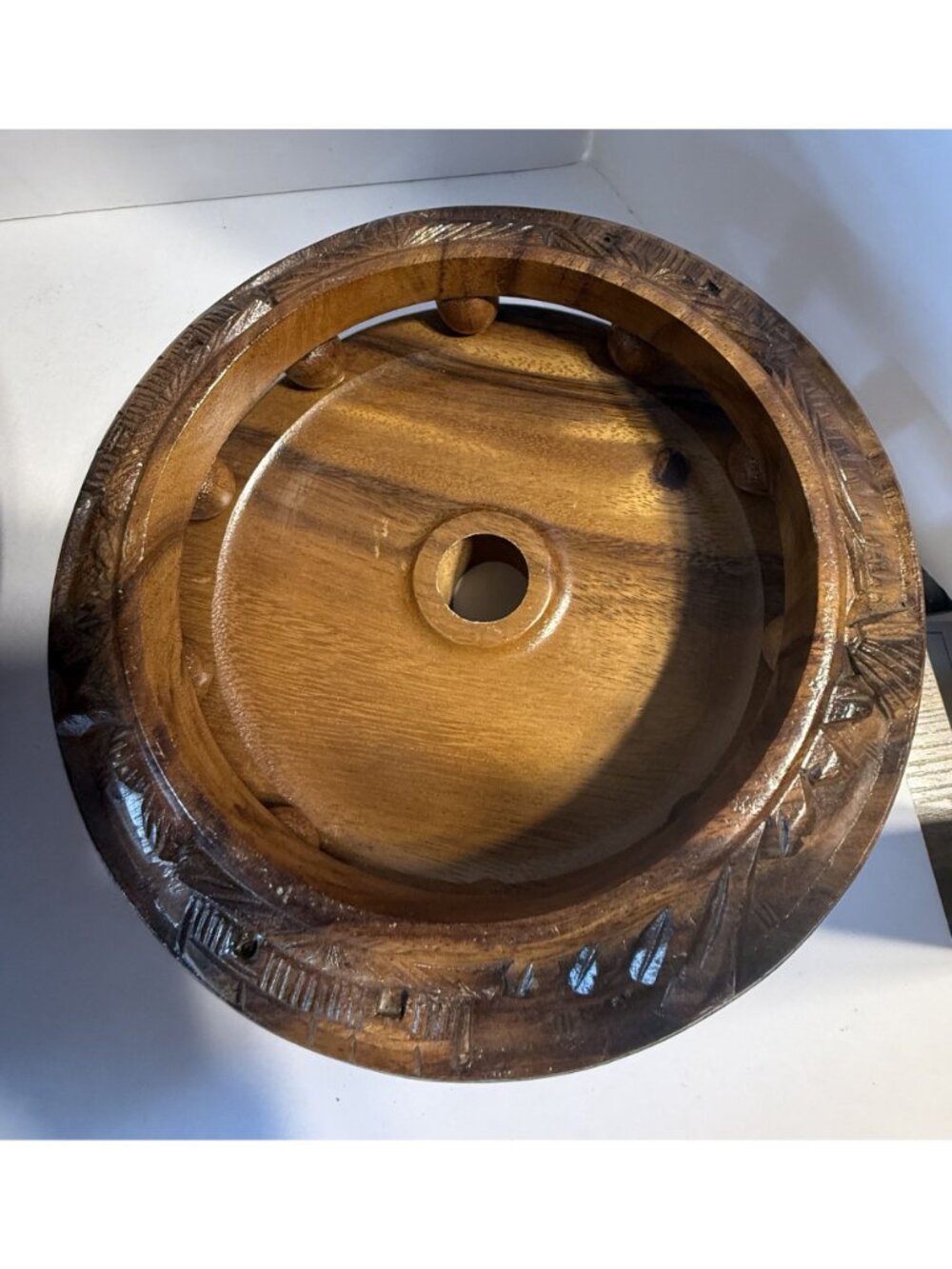 Vintage Rosas Philippine Monkey Pod Wood 3 Tier Lazy Susan Serving Set Pineapple - Picture 14 of 16